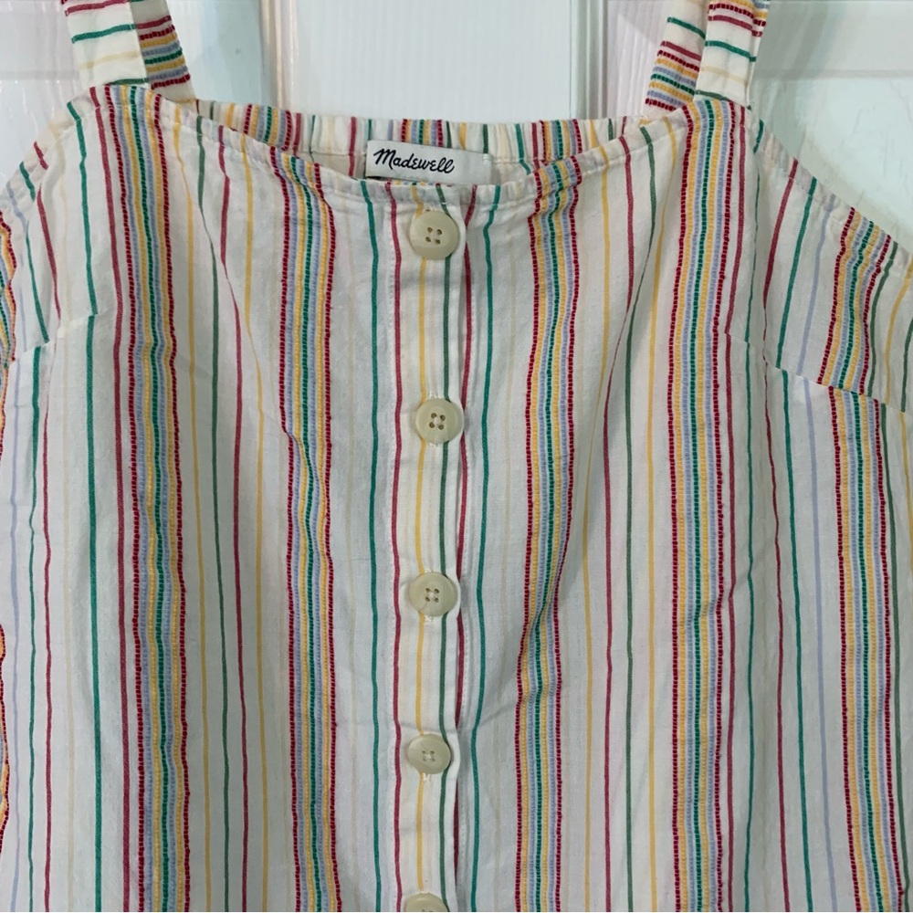 Madewell Button Front Cami Loose Sleeveless Tank Textural Rainbow Stripe, size S - Picture 4 of 9